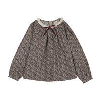 Home Garden Lace Trim Collared Blouse With Knit Suspender Leggings