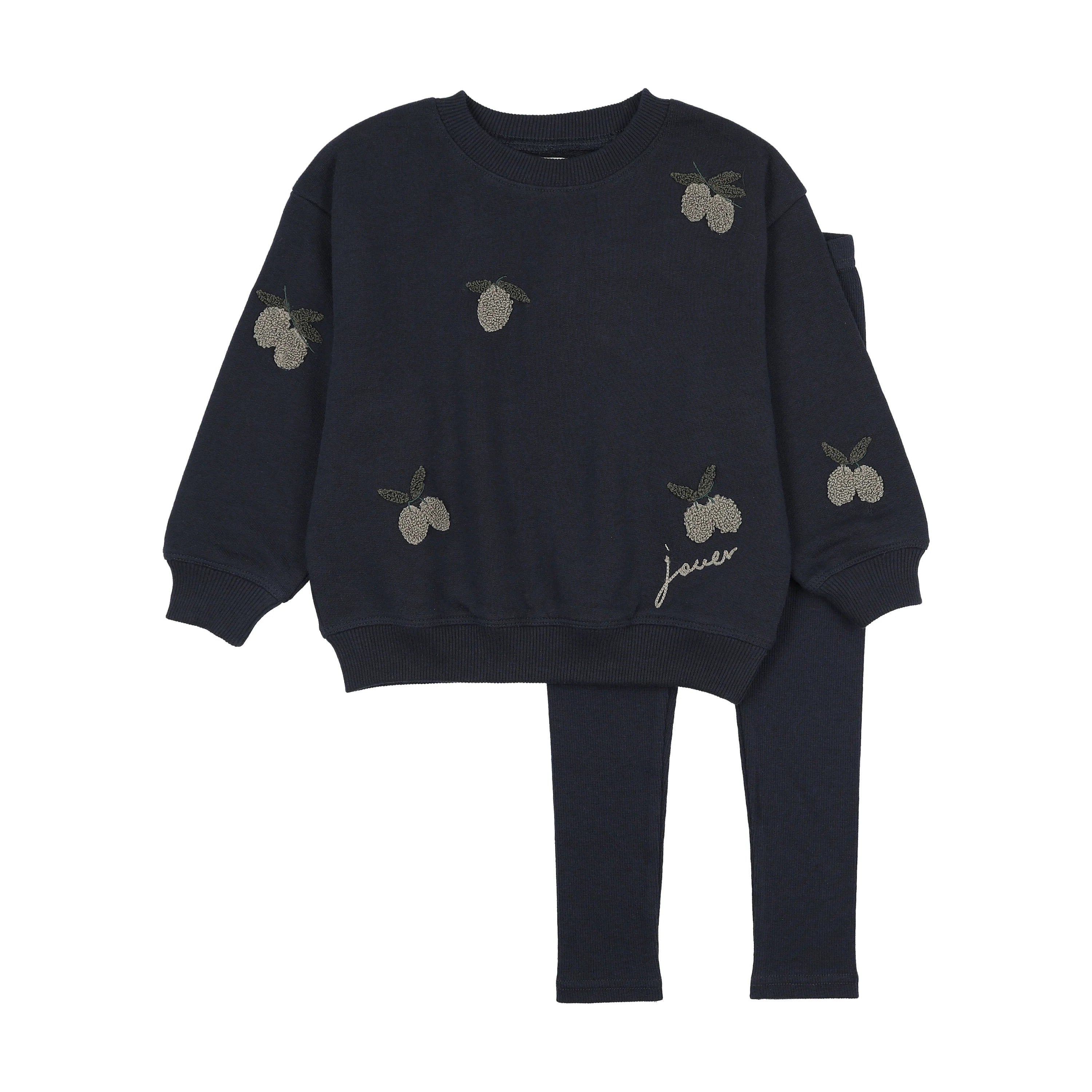 Cherry/Olive Patch Sweatshirt Set