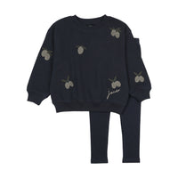Cherry/Olive Patch Sweatshirt Set