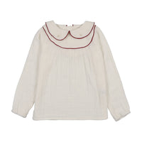 Girl Embroidered Shirt With Suspender Leggings & Cardigan