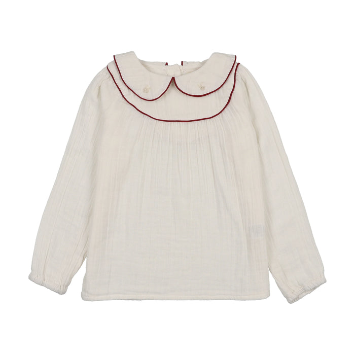 Girl Embroidered Shirt With Suspender Leggings & Cardigan