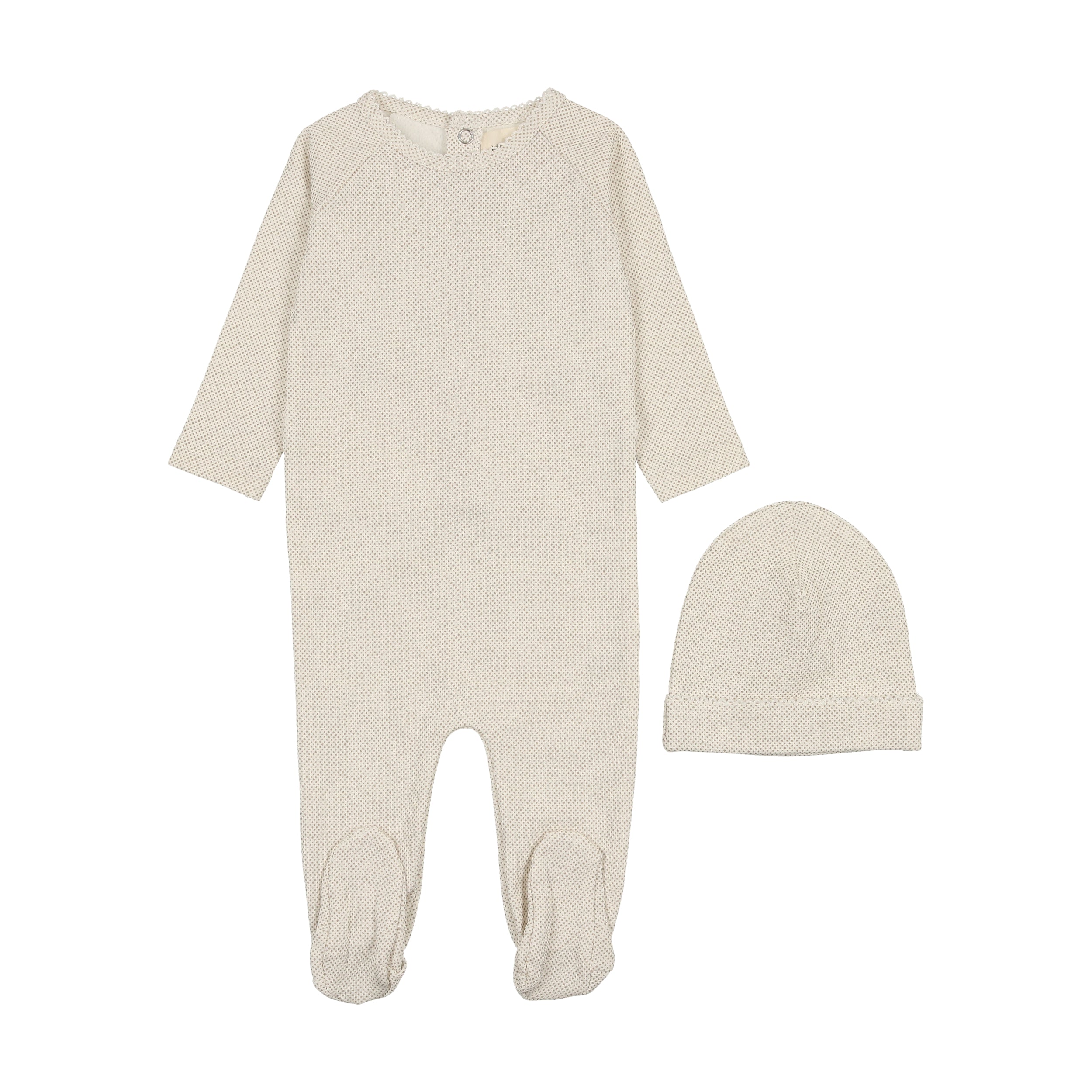 Raglan Polka Dotted Footie & Hat