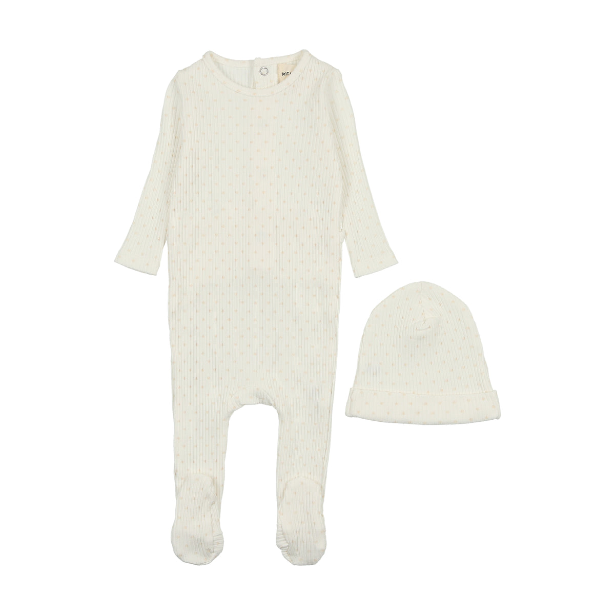 Wide Ribbed Textured Heart Footie & Hat