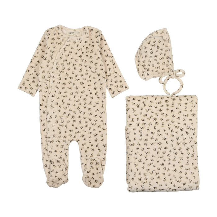 Printed Velour Side Snap Layette Set