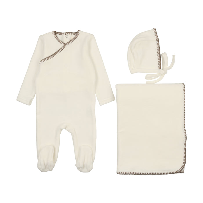 Velour Embroidered Layette Set