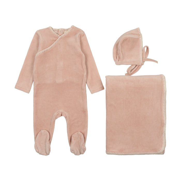 Velour Embroidered Layette Set