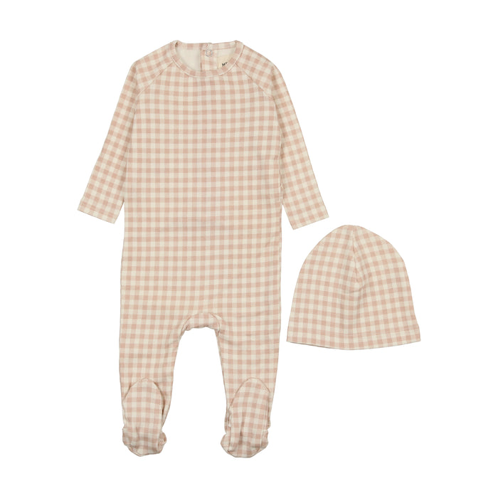 Gingham Footie & Hat