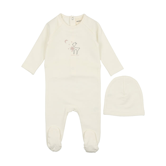 Deer Print Footie & Hat