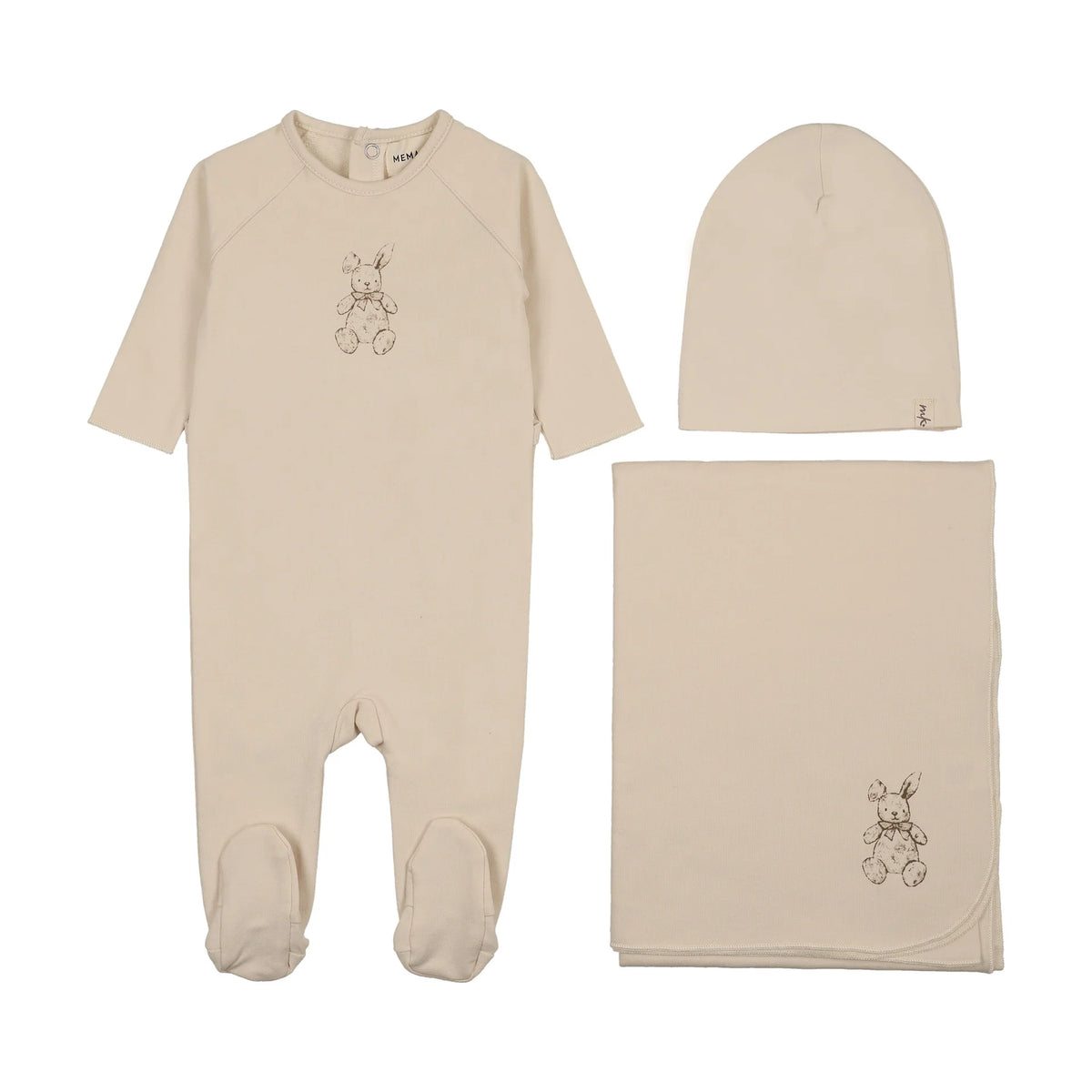 Vintage Bunny Print Layette Set