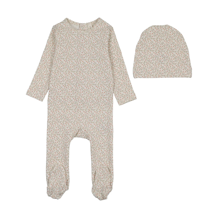 Dahlia Vines Print Footie Set
