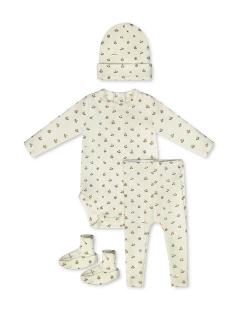 Floral Onesie & Legging & Beanie