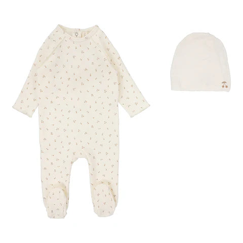 Cherry Print Footie & Hat
