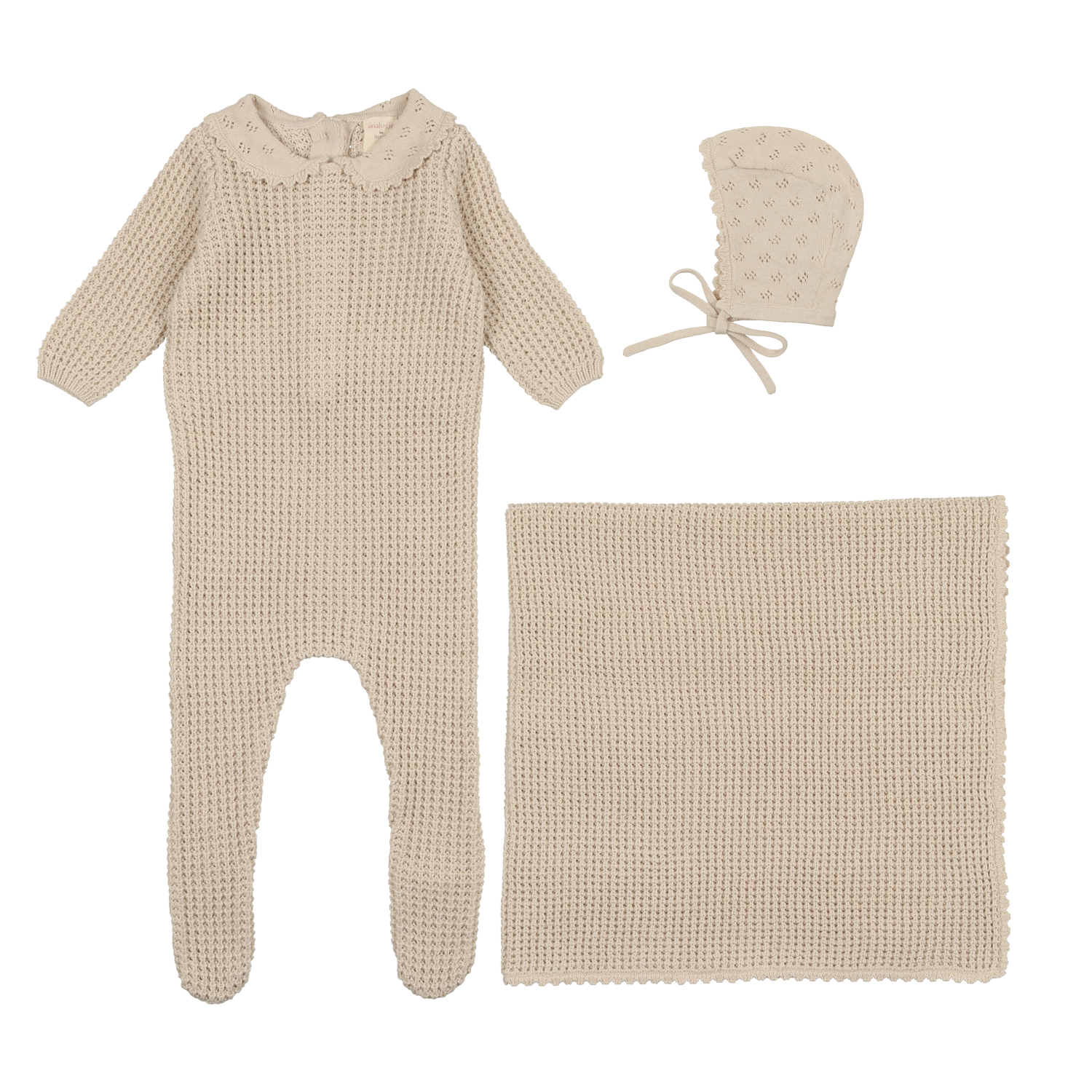 Pointelle Collar Knit Layette Set