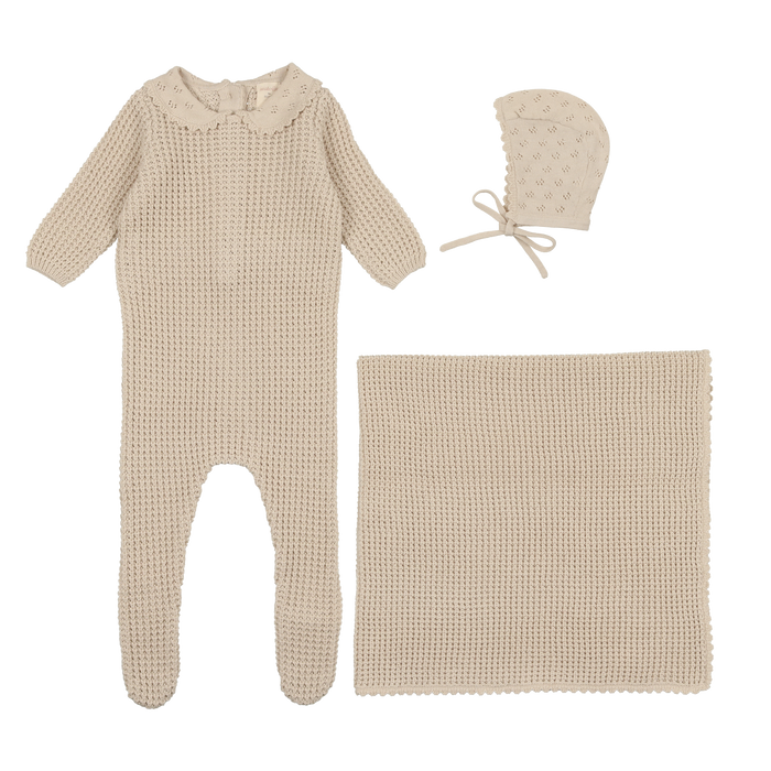 Pointelle Collar Knit Layette Set