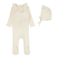 Fine Pointelle Collar Footie Set